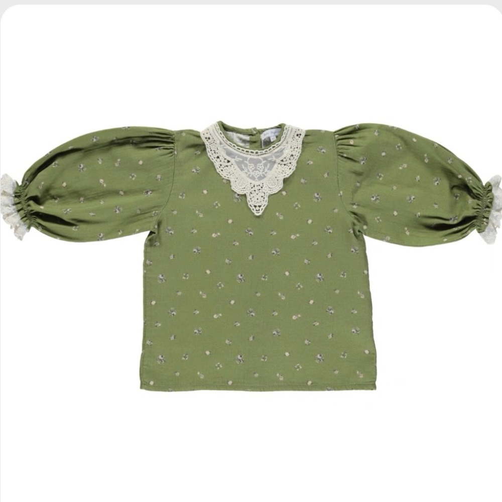 🆕Baby Organic Adele Blouse Green Aop 8Y